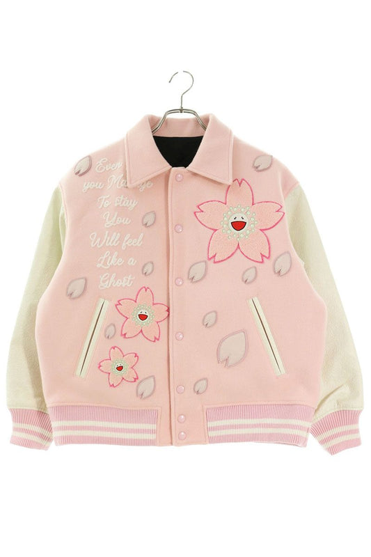 S MT-MK Embroidered Varsity Jacket Pink Size S