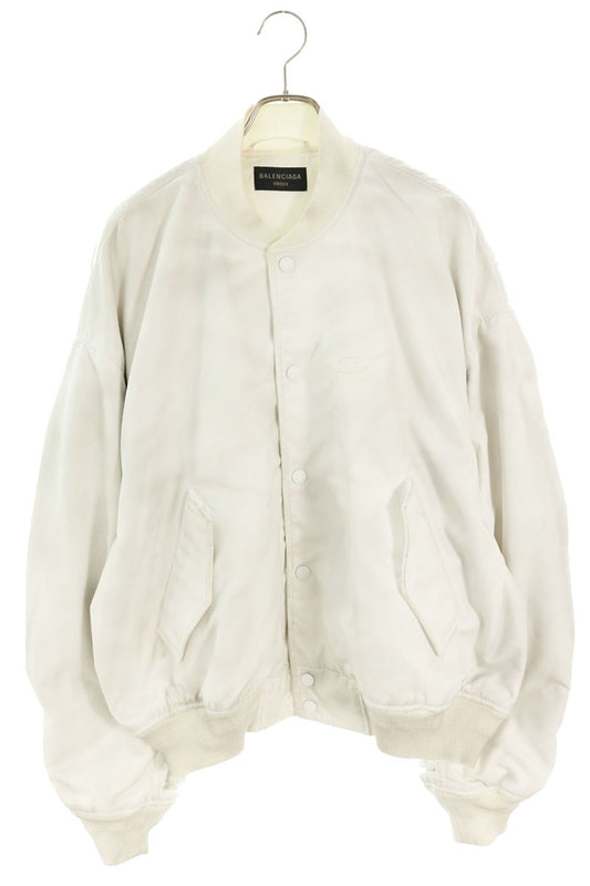 BALENCIAGA Front Logo Damaged Blouson White Size XXS