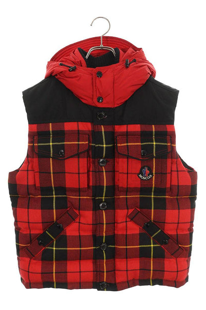 Moncler Hooded Down Vest Red x Black Size 2