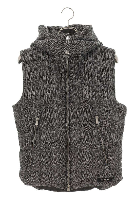 TATRAS Zip-Up Down Vest Removable Hood Gray Size L