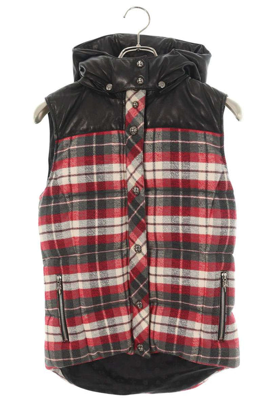 Chrome Hearts STIFF Hooded Down Vest Check Leather Size M