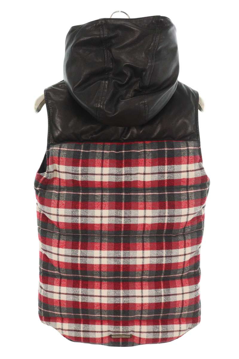 Chrome Hearts STIFF Hooded Down Vest Check Leather Size M