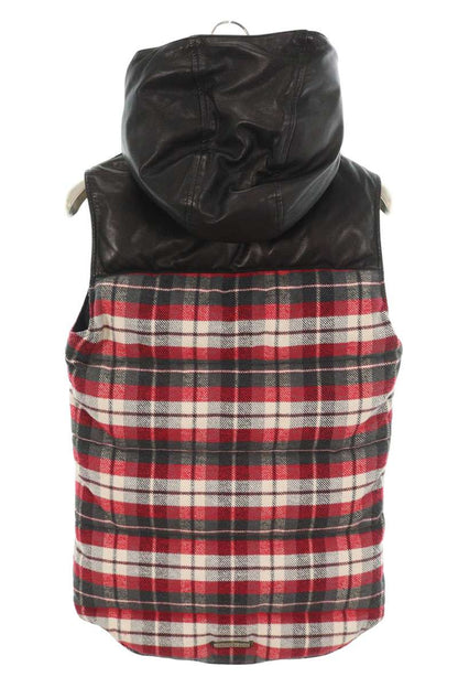 Chrome Hearts STIFF Hooded Down Vest Check Leather Size M
