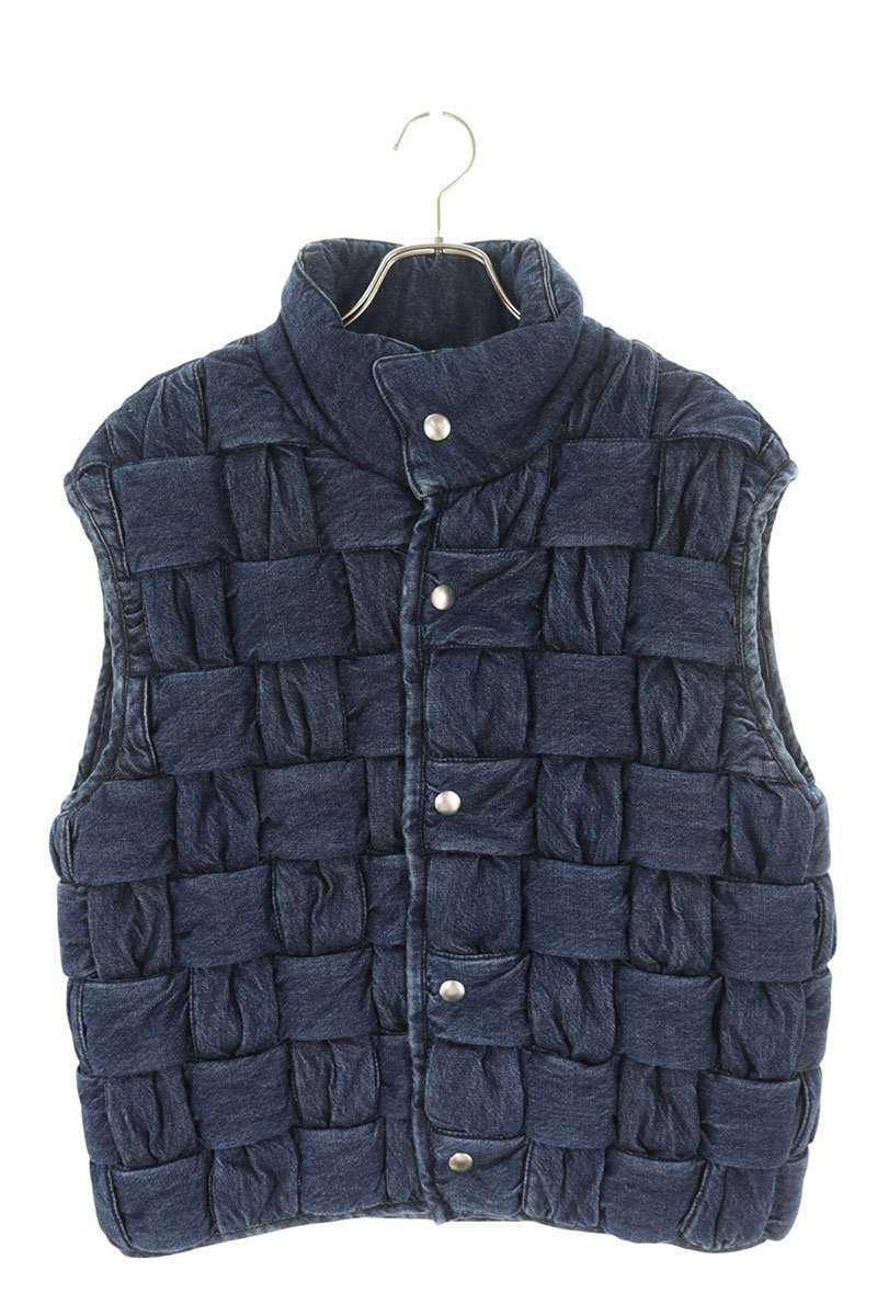 BOTTEGA VENETA Intrecciato Denim Down Vest Blue Size S