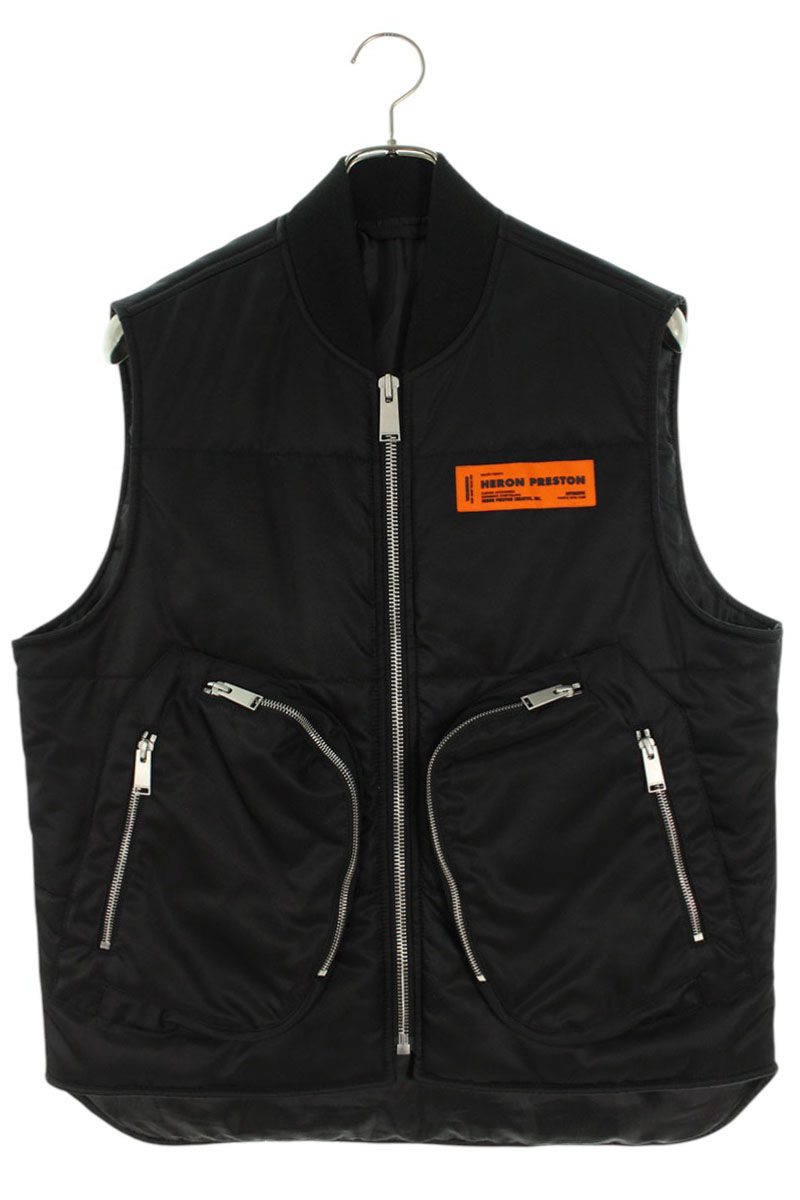 Heron Preston Logo Patchwork Down Vest Black Size S