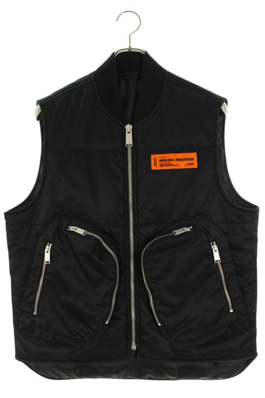 Heron Preston Logo Patchwork Down Vest Black Size S