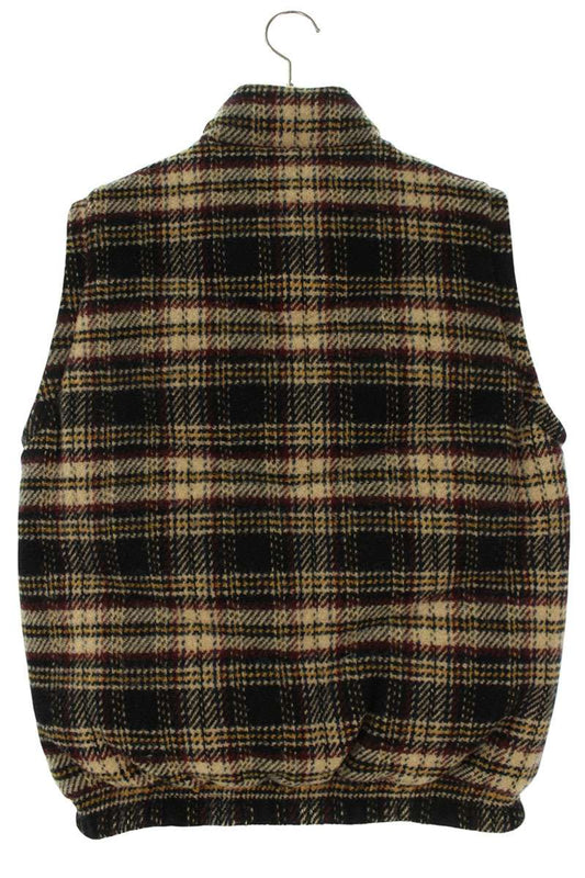 MONCLER MARKAM Wool Check Down Vest Beige Size S