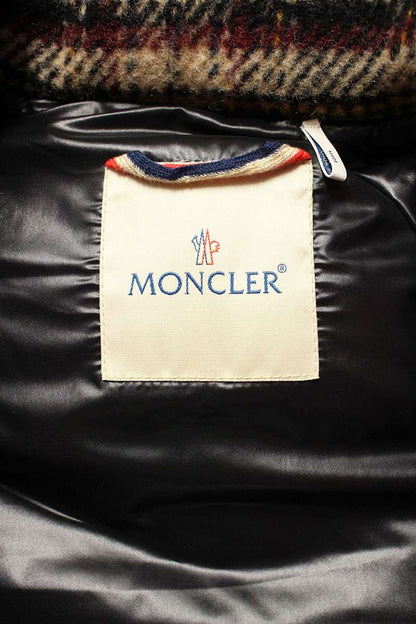MONCLER MARKAM Wool Check Down Vest Beige Size S