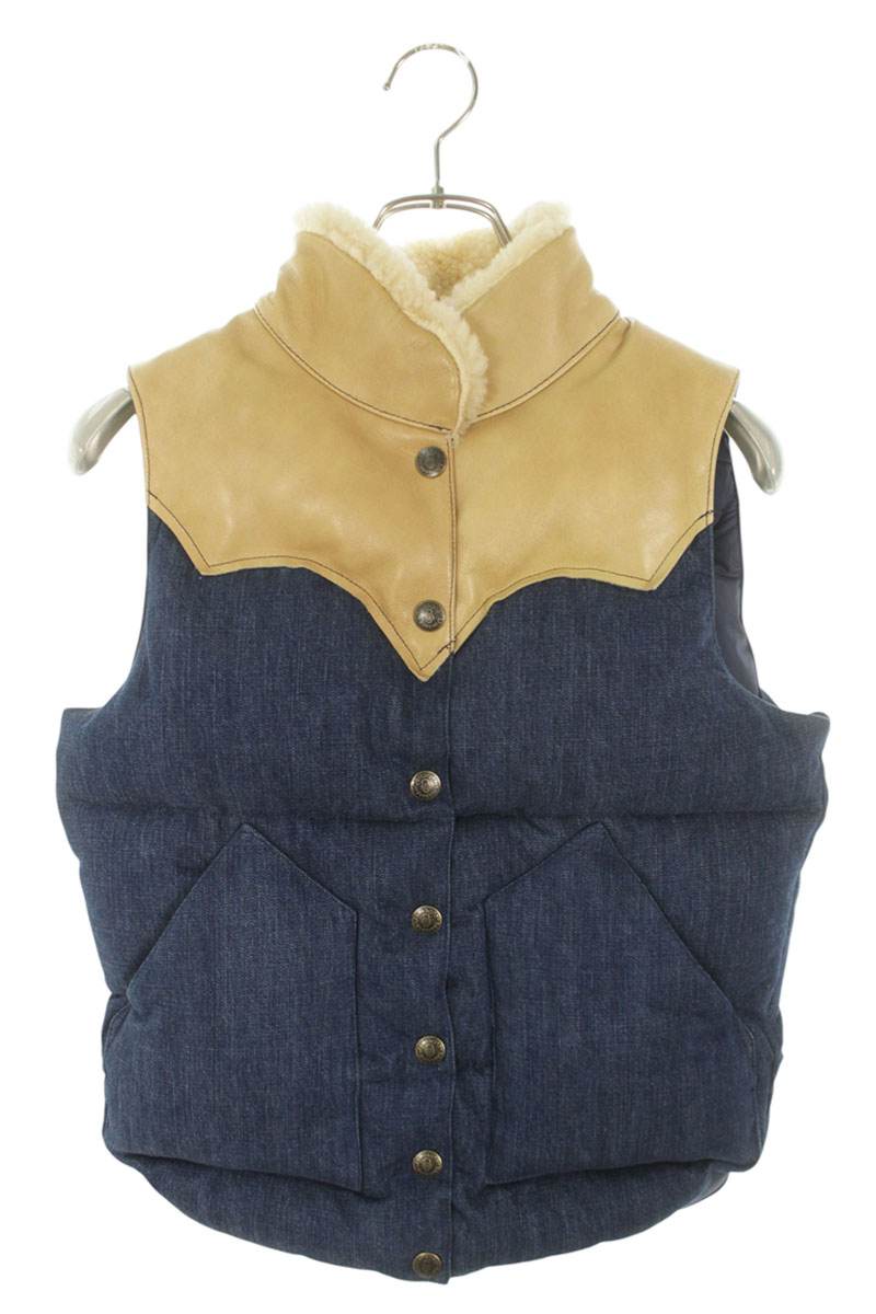 ROCKY MOUNTAIN Denim Down Vest Indigo Beige Size 36
