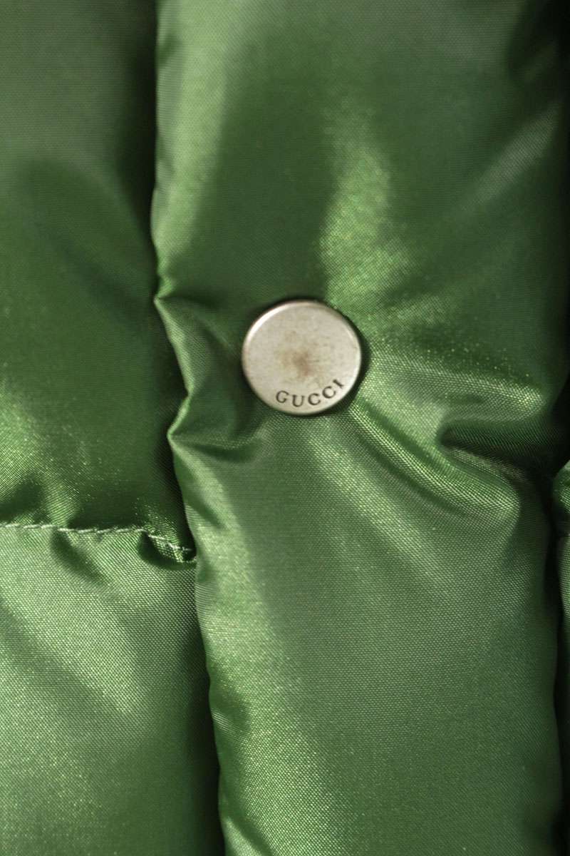 GUCCI Logo Patch Sherry Line Down Vest Green Black Size S