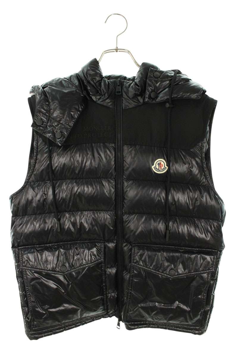 MONCLER GENICHI GILET Hooded Down Vest Black Size L