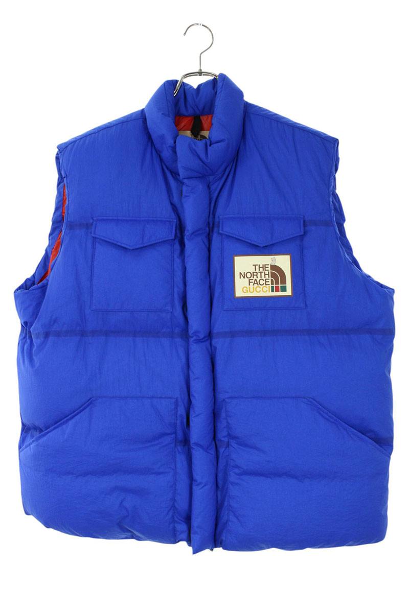 GUCCI x TNF Logo Zip-Up Down Vest Blue Size XL