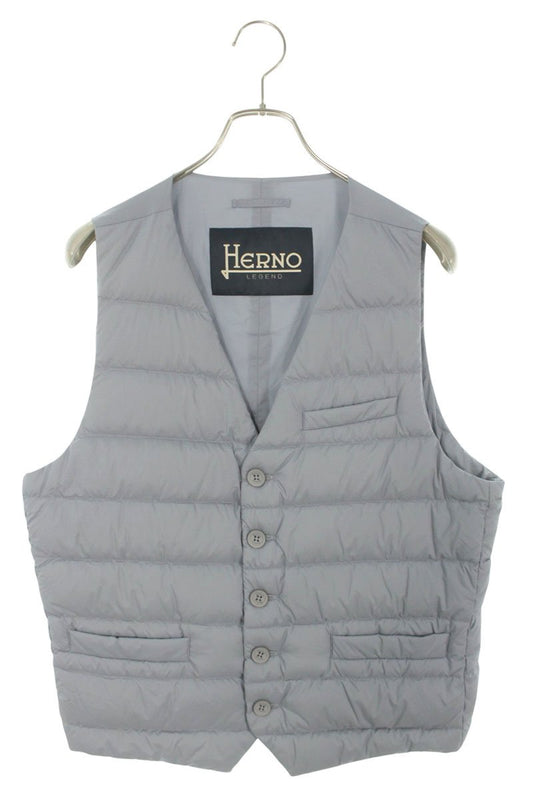 HERNO Nylon Down Vest Gray Size XL