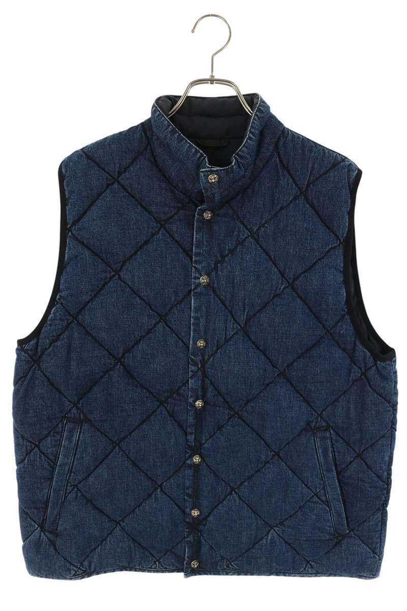 Chrome Hearts TEENAGE KICKS Denim Quilted Vest Indigo Size L