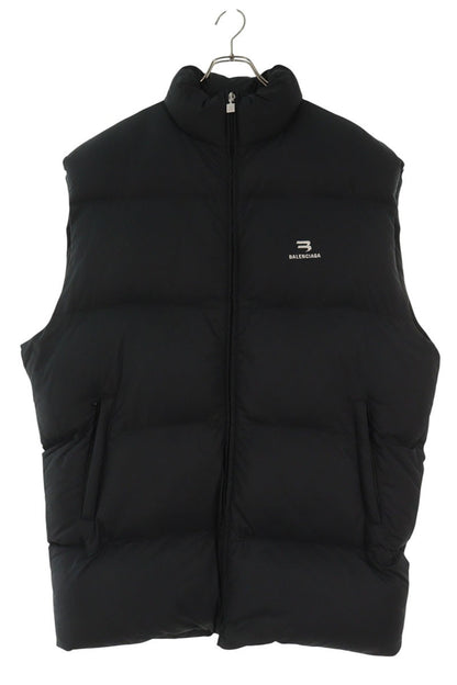 BALENCIAGA Sporty B Logo Nylon Down Vest Black Size XXS