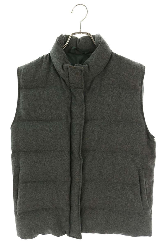 MONCLER Zip Up Wool Blend Down Vest Gray Size 0