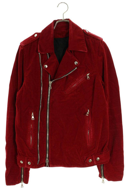 BALMAIN Velour Double Rider Jacket Red Size M