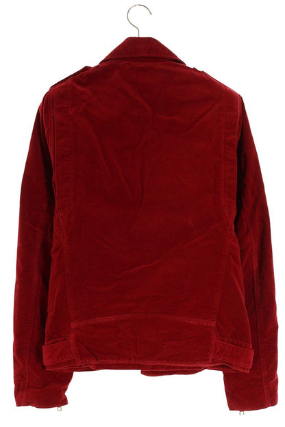 BALMAIN Velour Double Rider Jacket Red Size M
