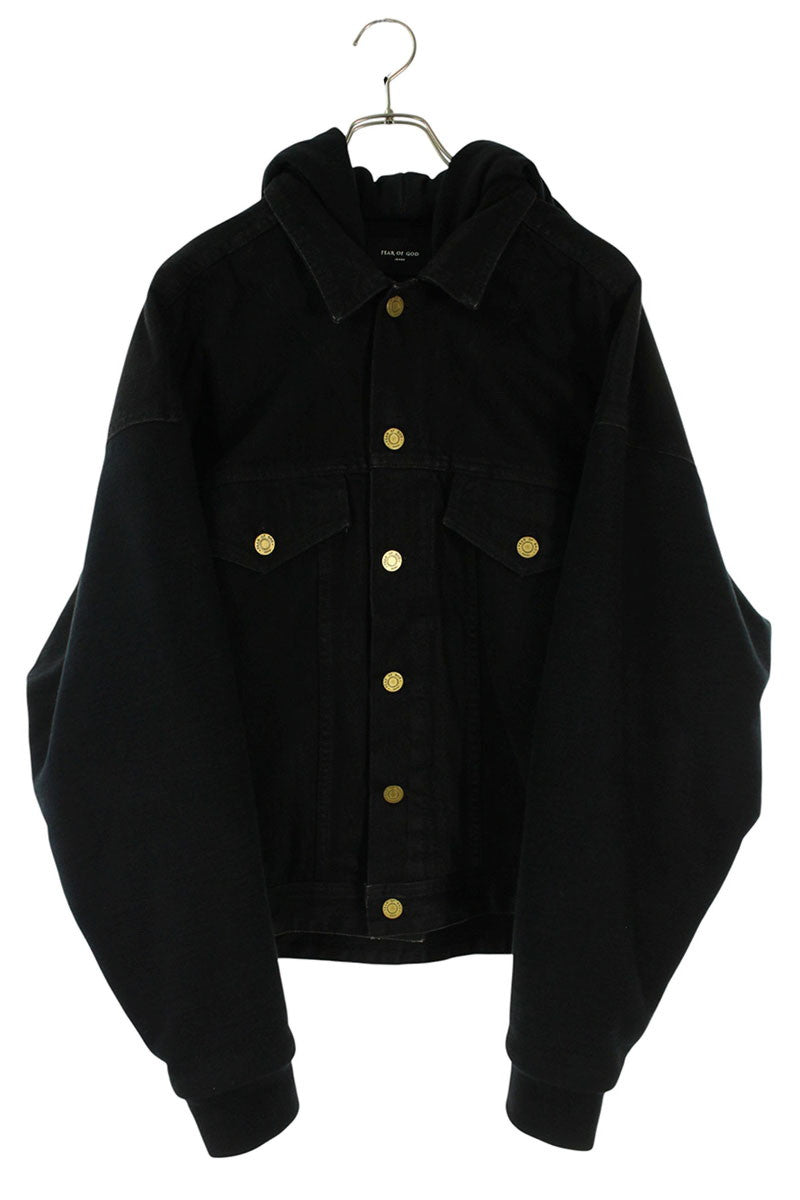 Fear of God Hooded Denim Jacket Black Size L