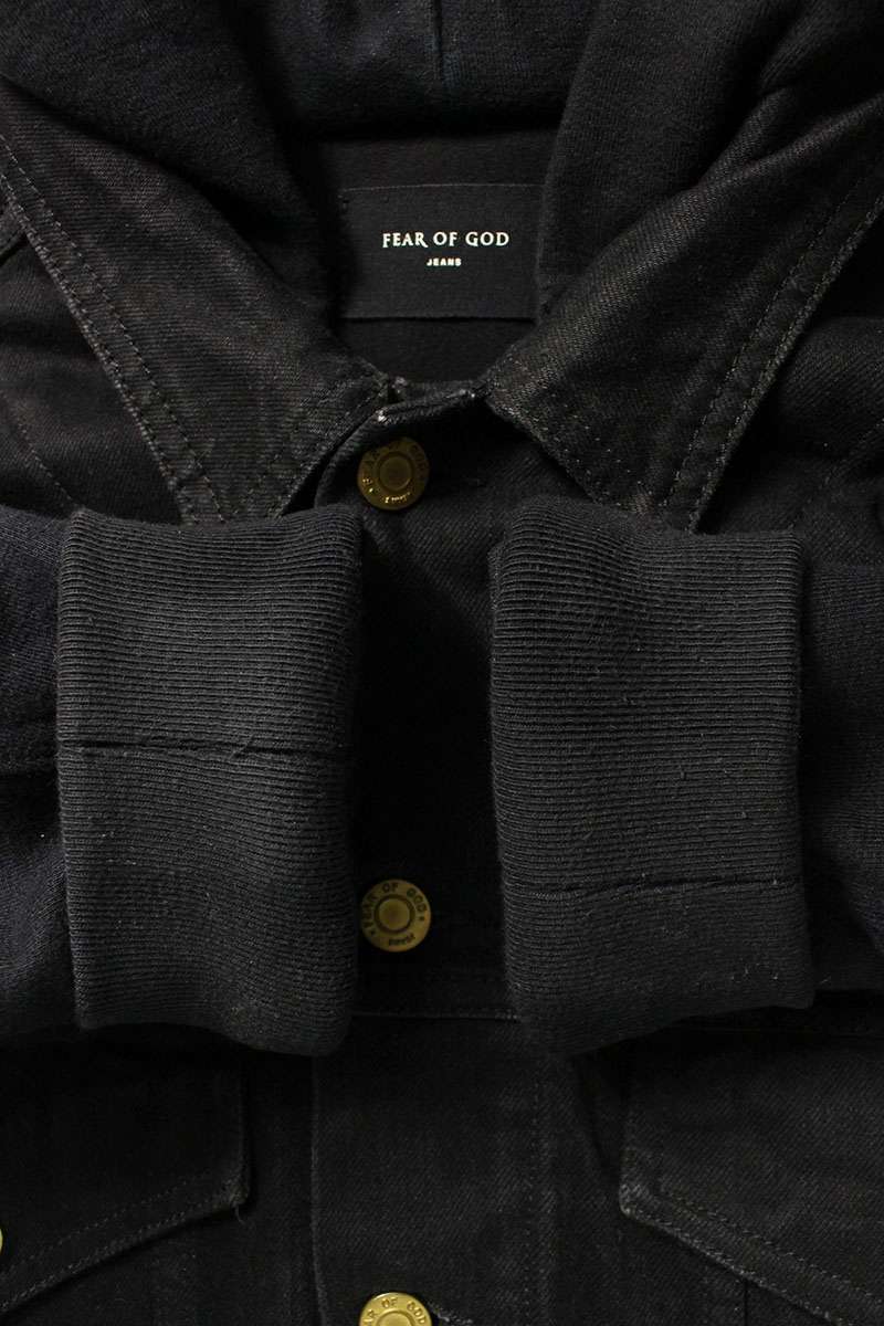 Fear of God Hooded Denim Jacket Black Size L