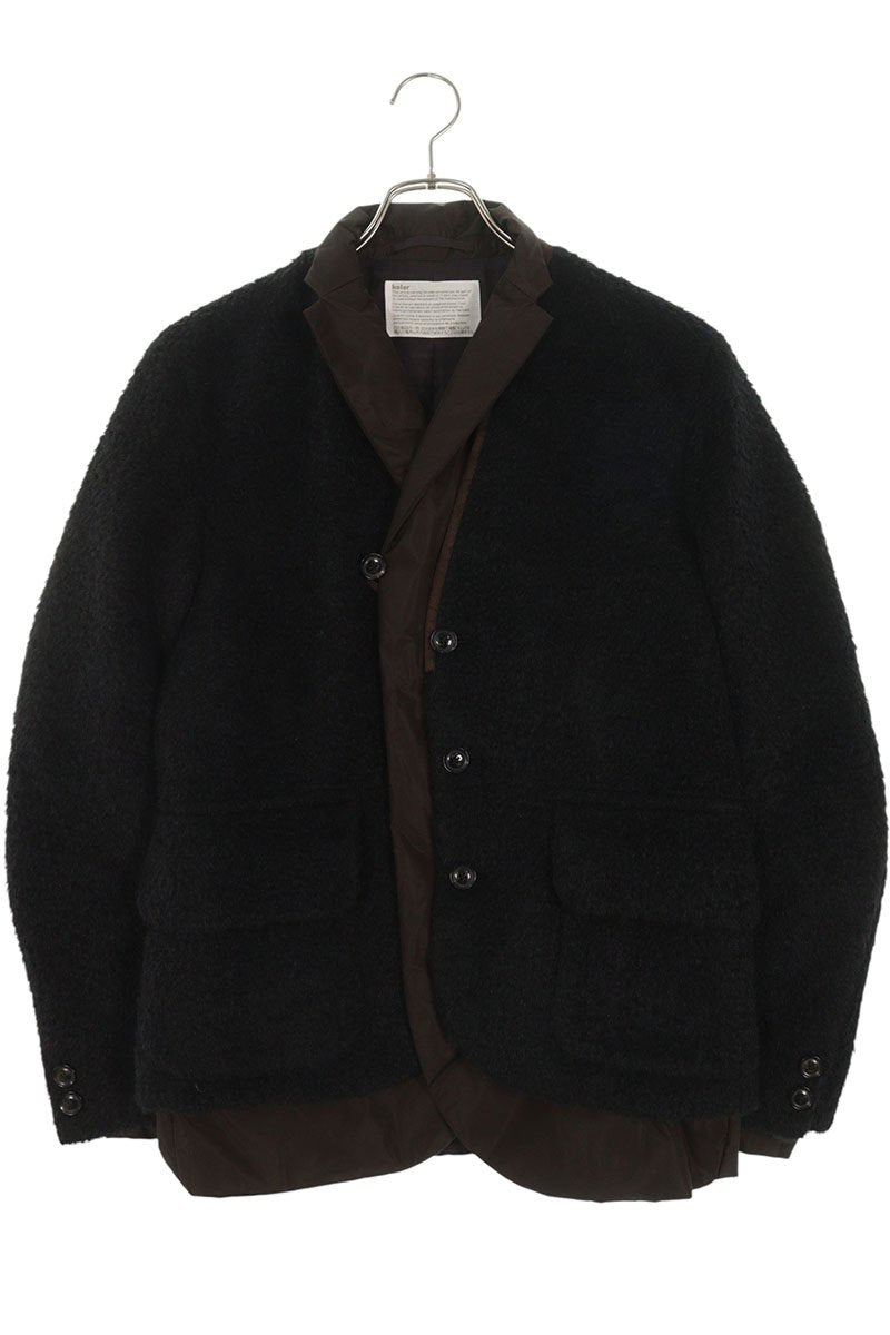 kolor Alpaca Wool Layered Jacket Black Brown Size S