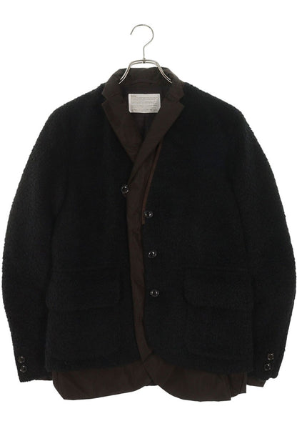 kolor Alpaca Wool Layered Jacket Black Brown Size S