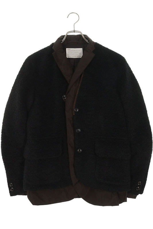 kolor Alpaca Wool Layered Jacket Black Brown Size S
