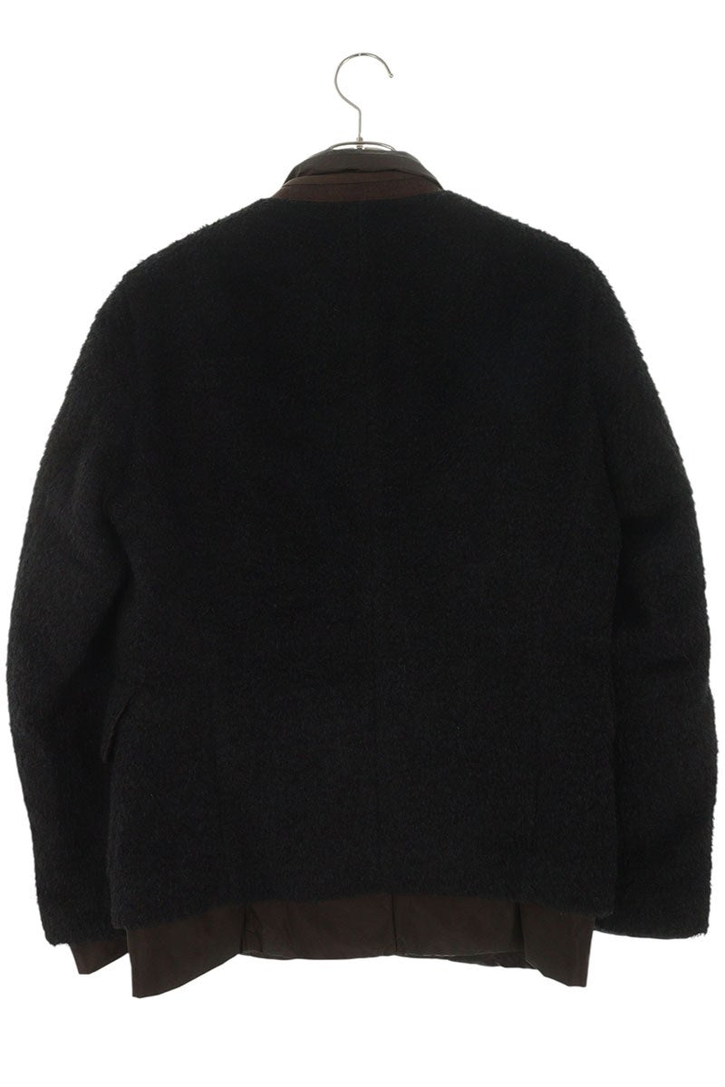 kolor Alpaca Wool Layered Jacket Black Brown Size S