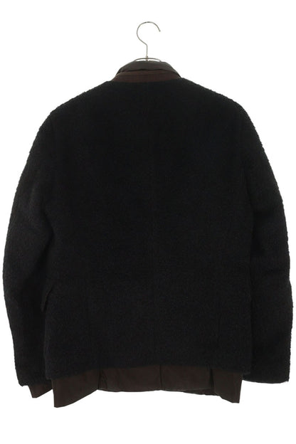 kolor Alpaca Wool Layered Jacket Black Brown Size S