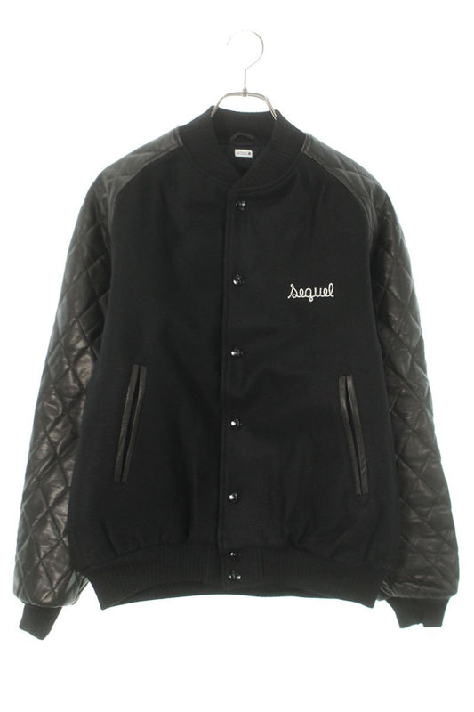 SEQUEL FW24 Leather Sleeve Varsity Jacket Black Size S