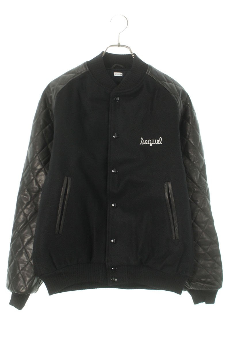 SEQUEL FW24 Leather Sleeve Varsity Jacket Black Size M
