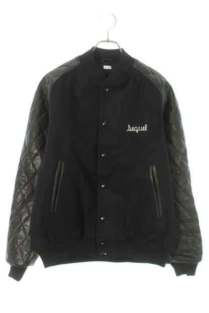 SEQUEL FW24 Leather Sleeve Varsity Jacket Black Size L