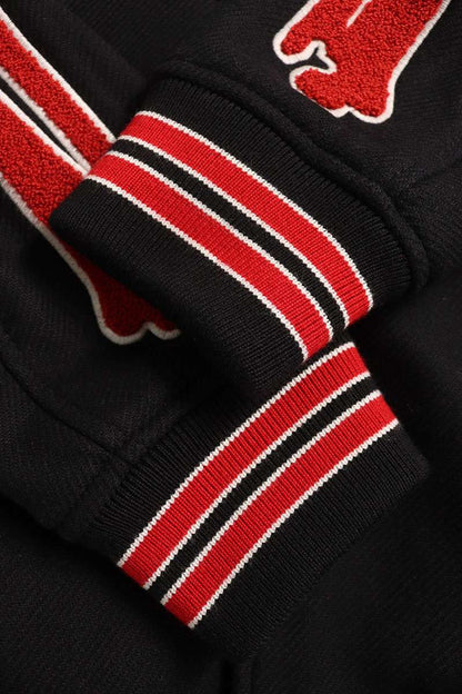 AMIRI Bones Wool Bomber Jacket Black Red Size XL