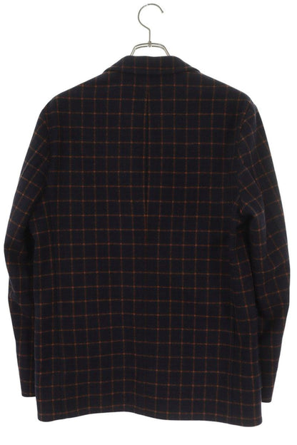 GUCCI Check Wool Single Breasted Jacket Navy Orange Size S