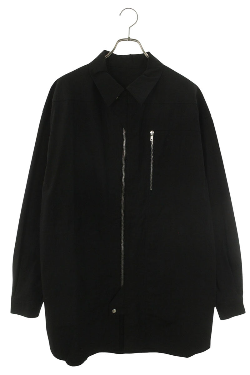 Rick Owens Zip Cotton Elastane Jacket Black Size 48