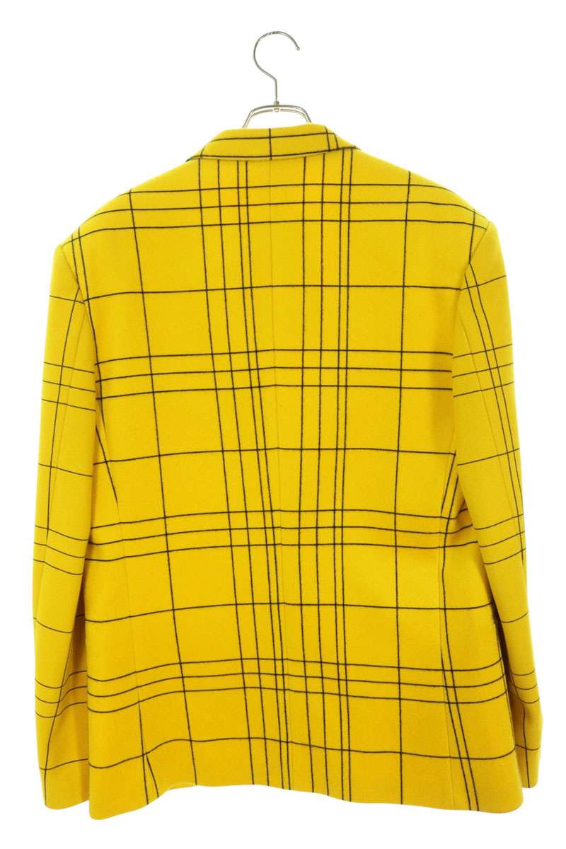 MARNI Check Wool Single-Breasted Blazer Yellow/Black Jacket Size 48