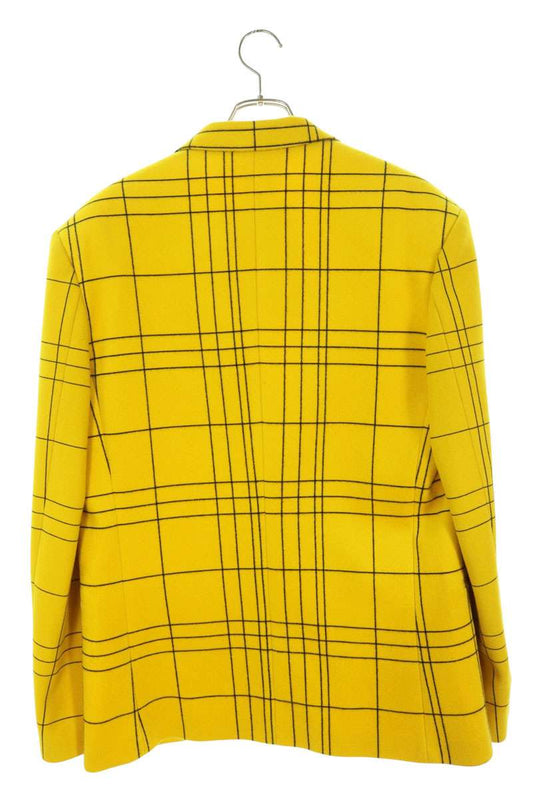 MARNI Check Wool Single-Breasted Blazer Yellow/Black Jacket Size 48