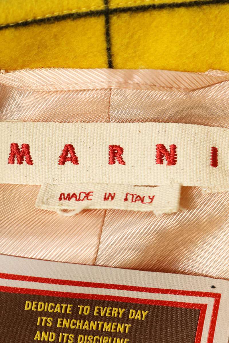 MARNI Check Wool Single-Breasted Blazer Yellow/Black Jacket Size 48