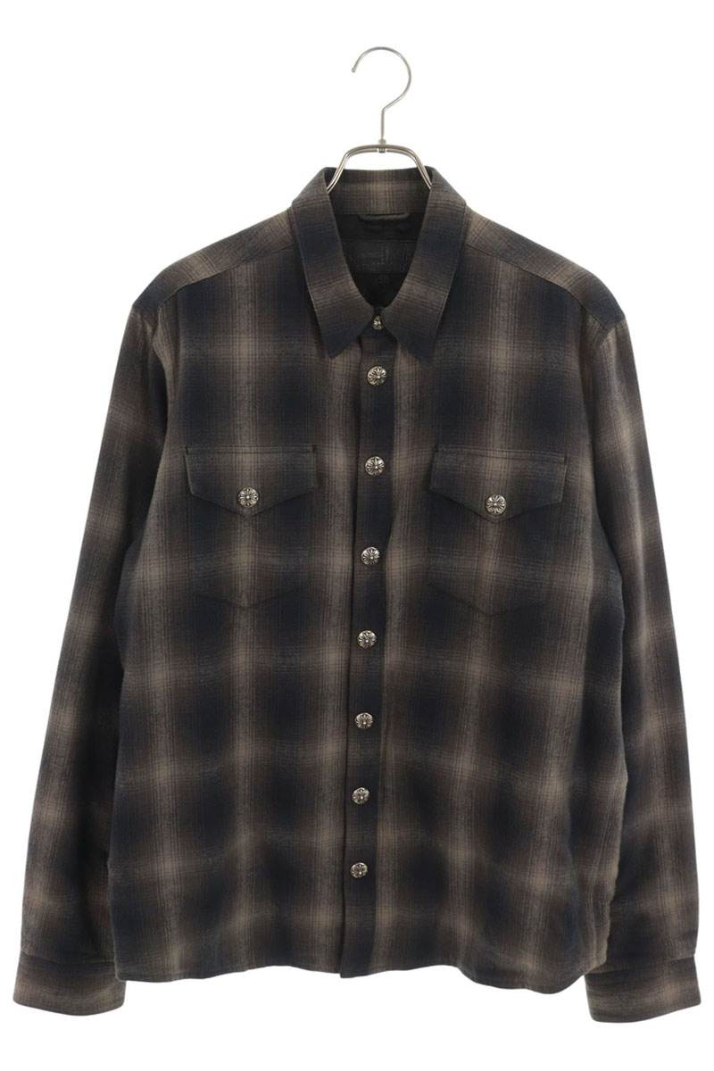 Chrome Hearts WORK DOG Check Shirt Jacket Brown Size L
