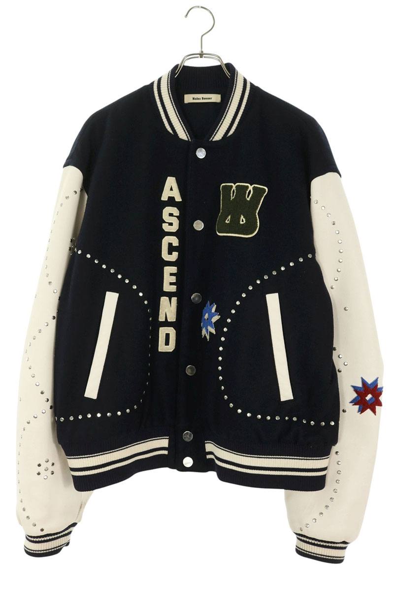 WALES BONNER Ascend Patch Stud Varsity Jacket Size 44