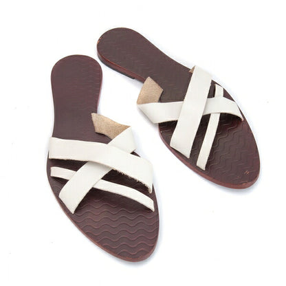 Jean Paul GAULTIER White Leather Strap Sandals Size 25cm