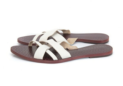 Jean Paul GAULTIER White Leather Strap Sandals Size 25cm