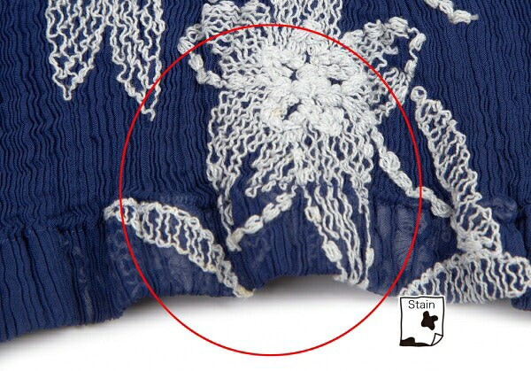 ISSEY MIYAKE me Pleated Floral Embroidered Skirt Navy Size M