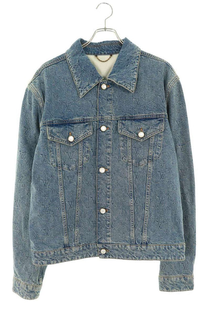 LOUISVUITTON Monogram Pearl Button Denim Jacket Size XL