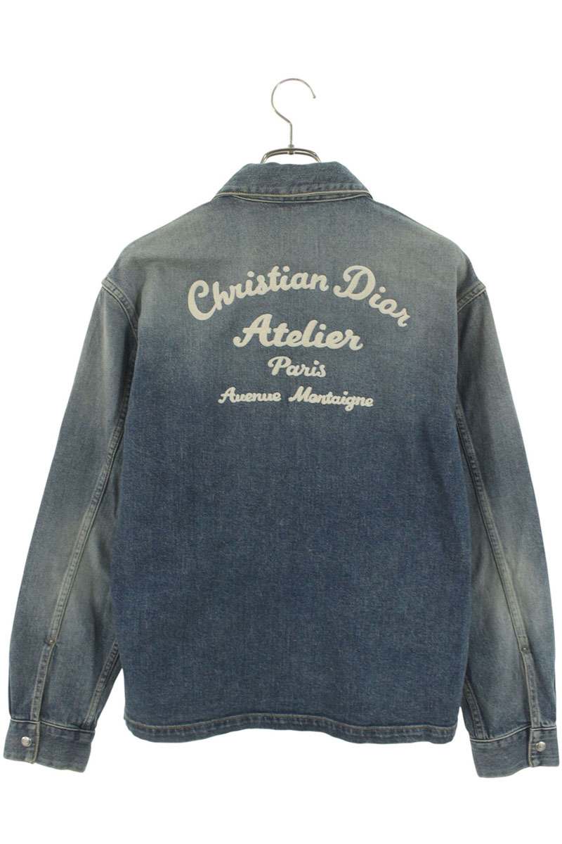 DIOR Back Logo Zip-Up Denim Jacket Blue Size S