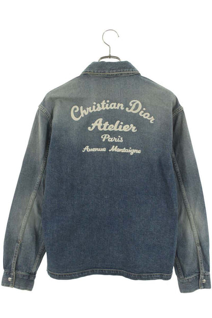 DIOR Back Logo Zip-Up Denim Jacket Blue Size S