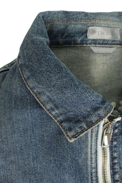 DIOR Back Logo Zip-Up Denim Jacket Blue Size S