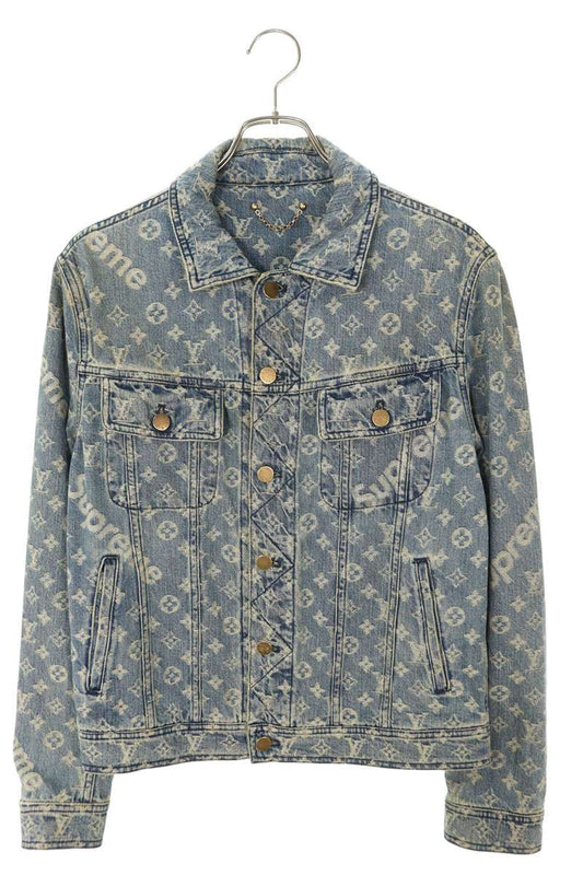 SUPREME LOUISVUITTON 17AW Jacquard Denim Jacket Blue Size S
