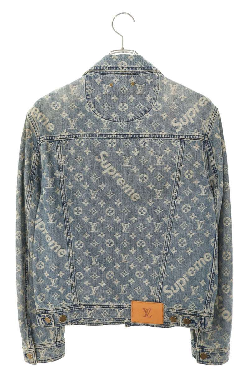 SUPREME LOUISVUITTON 17AW Jacquard Denim Jacket Blue Size S