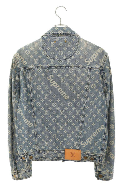 SUPREME LOUISVUITTON 17AW Jacquard Denim Jacket Blue Size S